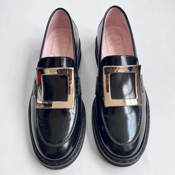 Roger Vivier Viv' Rangers Black Patent Leather Women’s  Loafers 39 US 9 - Picture 2 of 15